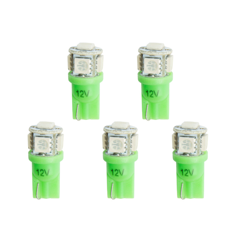 Autometer Green LED Replacement Bulb T3 Wedge - (Pack of 5)