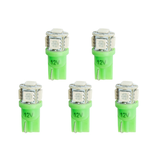 Autometer Green LED Replacement Bulb T3 Wedge - (Pack of 5)