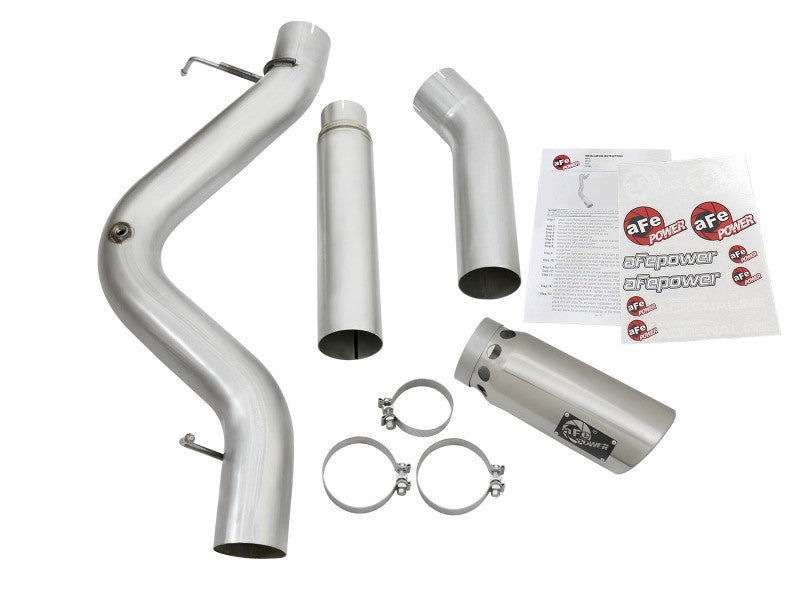 aFe Atlas Exhaust 5in DPF-Back Aluminized Steel w/ Polished Tips 16-17 GM Diesel Truck V8-6.6L (td)