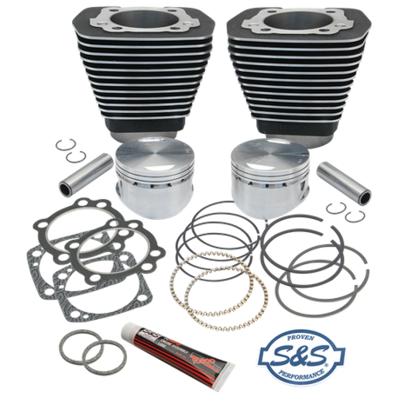 S&S Cycle 84-99 BT 96in 3 5/8in Sidewinder Big Bore Cylinder & Piston Kit - Wrinkle Black