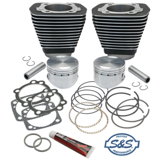 S&S Cycle 84-99 BT 96in 3 5/8in Sidewinder Big Bore Cylinder & Piston Kit - Wrinkle Black