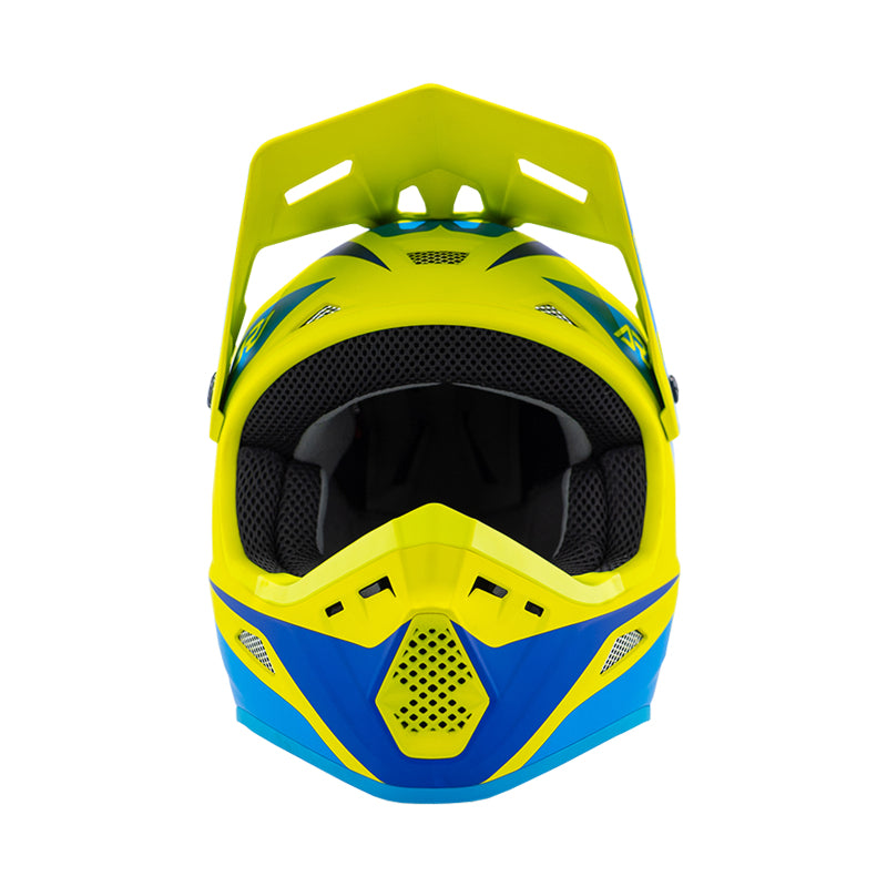Answer 26 AR1 Mototown Helmet Matte Hyper Acid/Cyan/Dark Blue Youth  - Large