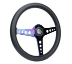 NRG Light Weight Gaming Steering Wheel - Driftz 350mm 3 NeoChrome Spokes Perforated Leather