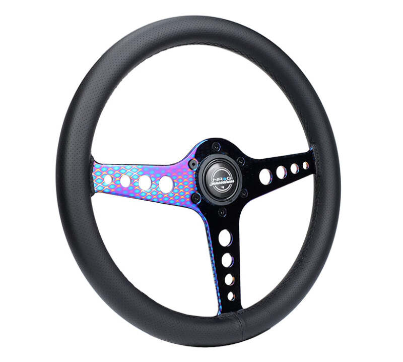 NRG Light Weight Gaming Steering Wheel - Driftz 350mm 3 NeoChrome Spokes Perforated Leather