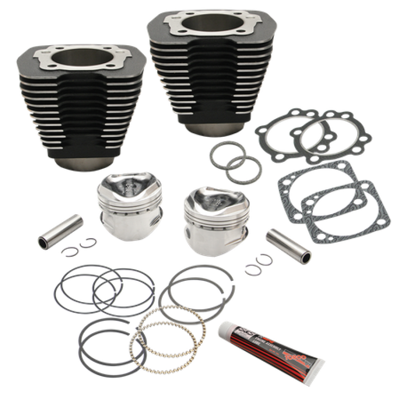 S&S Cycle 84-99 BT 96in 3-5/8in Big Bore Cylinder & Piston Kit For S&S SH96 Engines - Wrinkle Black