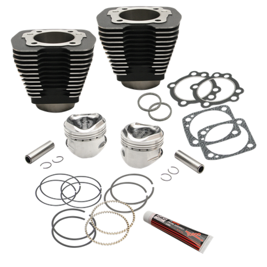 S&S Cycle 84-99 BT 96in 3-5/8in Big Bore Cylinder & Piston Kit For S&S SH96 Engines - Wrinkle Black