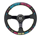 NRG Reinforced Steering Wheel - Oak Tree Outlaws 3in Deep/5mm Blk Spoke 350mm Wheel - Blk Perf Lthr