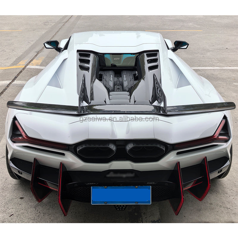DF Upgrade Dry Carbon Fiber Engine Deck Rear Spoiler Wing Kit for Lamborghini Revuelto by Stratec Systems