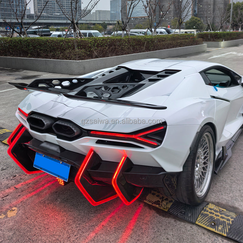 DF Upgrade Dry Carbon Fiber Engine Deck Rear Spoiler Wing Kit for Lamborghini Revuelto by Stratec Systems