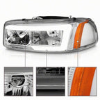 Raxiom 99-06 Chevrolet Sierra 1500 Axial Series LED DRL Headlights- Chrome Housing- Clear Lens
