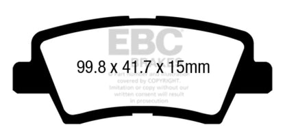 EBC 12+ Hyundai Azera 3.3 Ultimax2 Rear Brake Pads