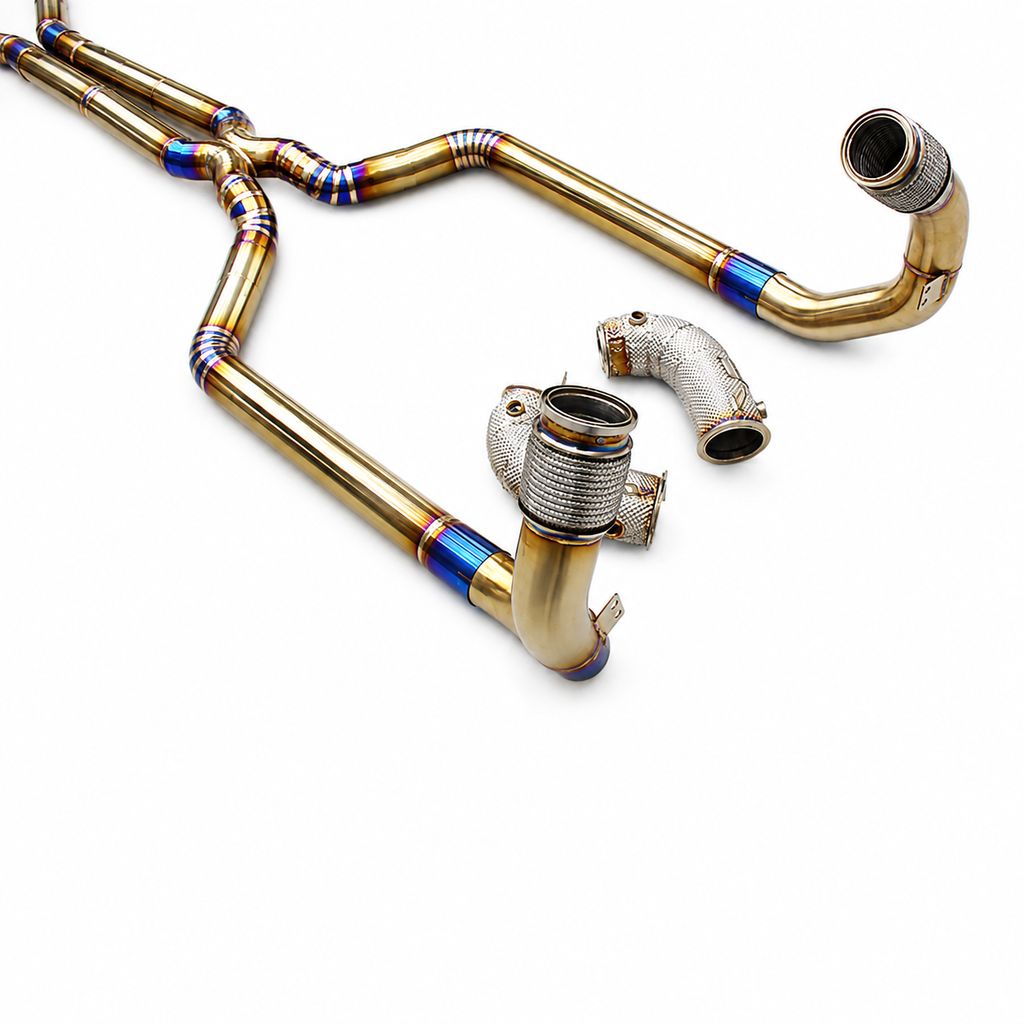 Valved Titanium Catback Exhaust System Downpipe for BMW M5 F90 4.4T by Stratec Systems