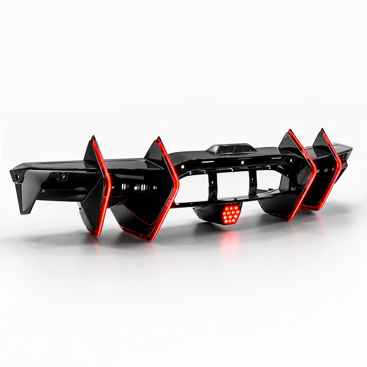 Aggressive Dry Carbon LED Bumper Diffuser for Lamborghini Revuelto SV by Stratec Systems