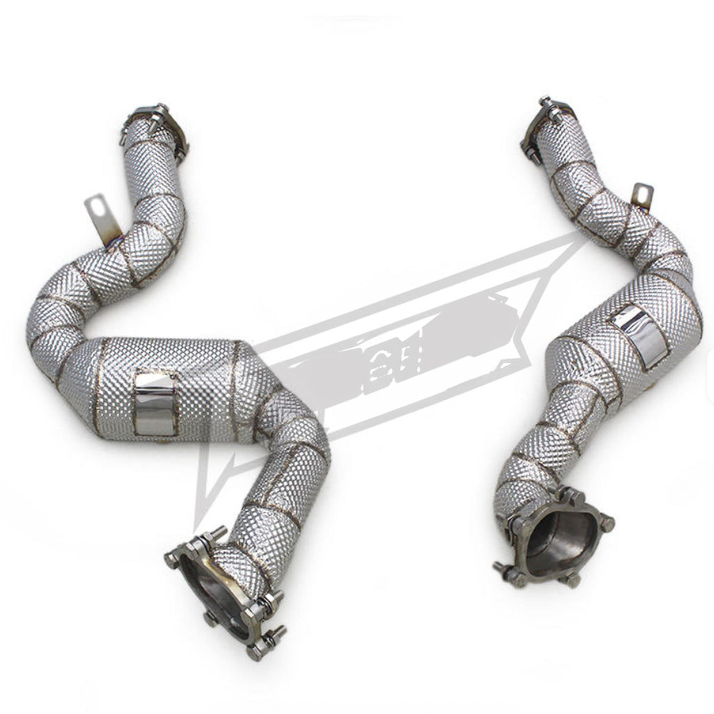 Catted High Flow 304 Stainless Exhaust Downpipe for Audi RS6 C7 4.0TT - Bull Boost Performance