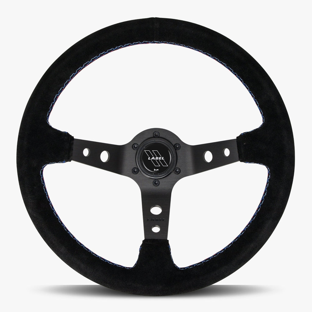 The Daytona | Black Alcantara Suede | Black Spoke | Bavarian Stitch