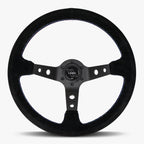 The Daytona | Black Alcantara Suede | Black Spoke | Bavarian Stitch