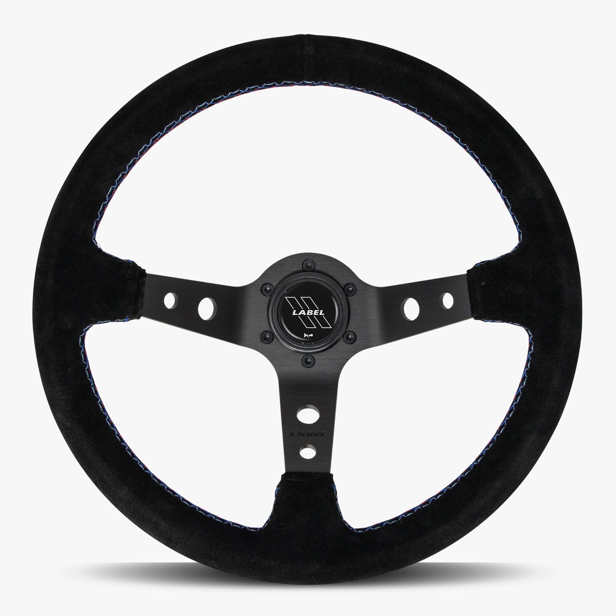 The Daytona | Black Alcantara Suede | Black Spoke | Bavarian Stitch
