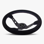 The Daytona | Black Alcantara Suede | Black Spoke | Bavarian Stitch