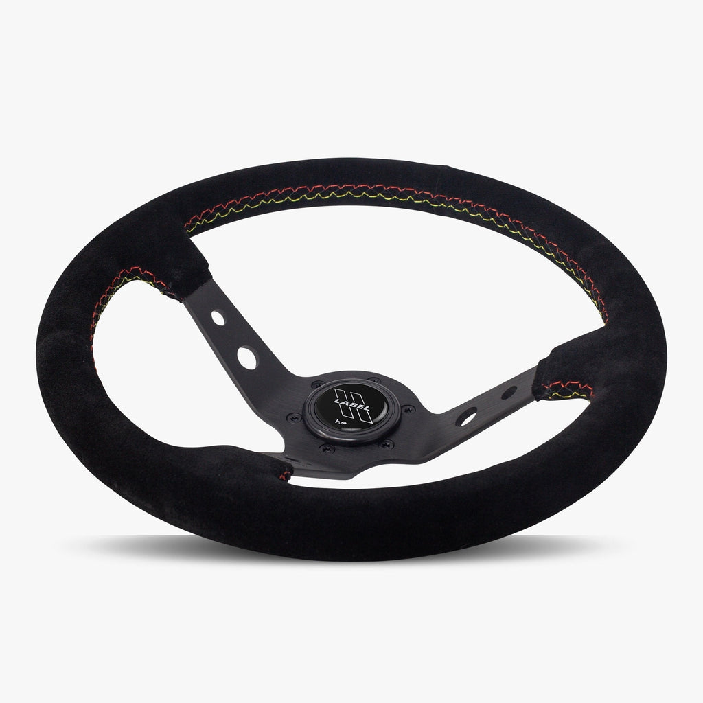 The Daytona | Black Alcantara Suede | Black Spoke | Euro Stitch