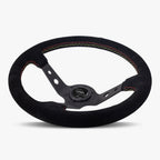 The Daytona | Black Alcantara Suede | Black Spoke | Euro Stitch