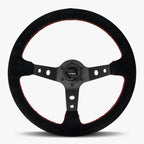 The Daytona | Black Alcantara Suede | Black Spoke | Red Stitch