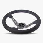 The Daytona | Black Perforated Leather | Graphite Spoke | RED Stitch
