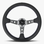 The Daytona | Black Perforated Leather | Graphite Spoke | RED Stitch
