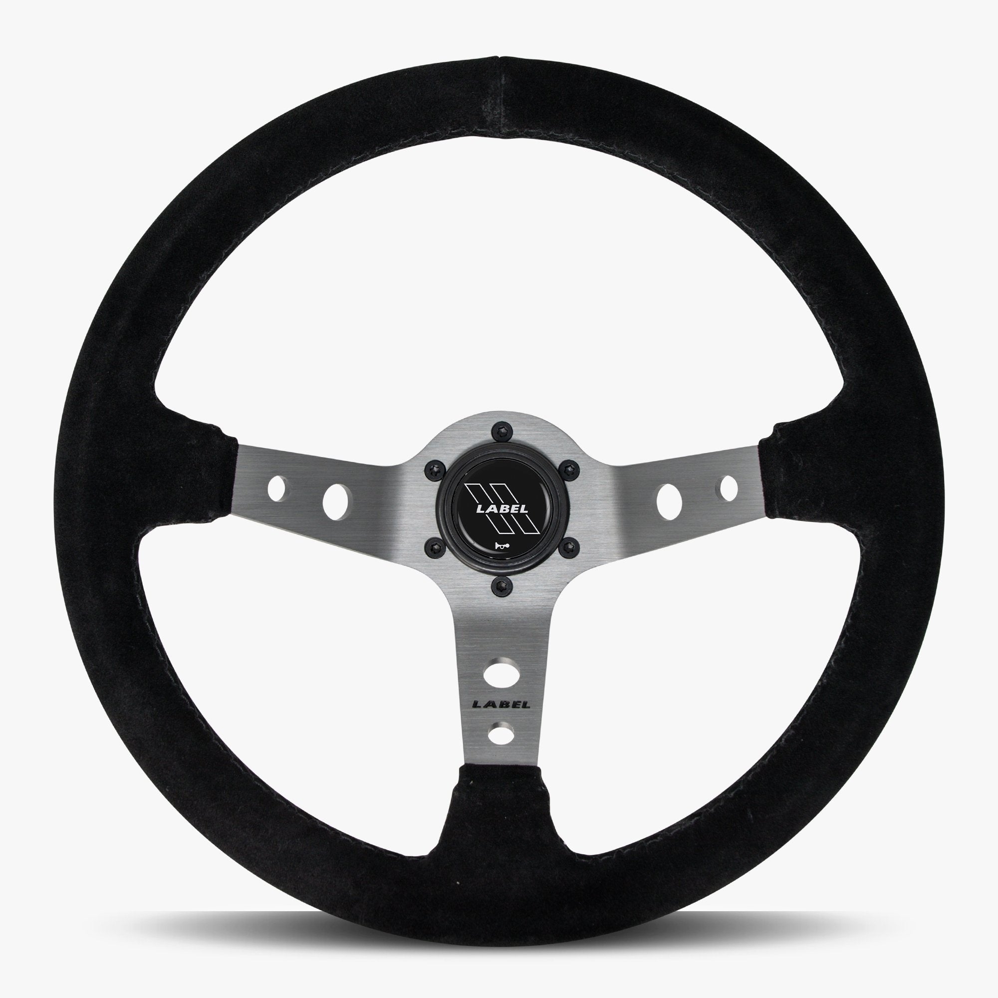 The Daytona | Black Alcantara Suede | Graphite Spoke | Black Stitch