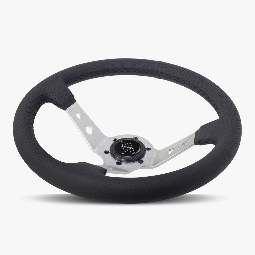 The Daytona | Black Perforated Leather | Silver Spoke | Black Stitch