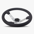The Daytona | Black Perforated Leather | Silver Spoke | Black Stitch