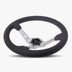 The Daytona | Black Perforated Leather | Silver Spoke | Bavarian Stitch