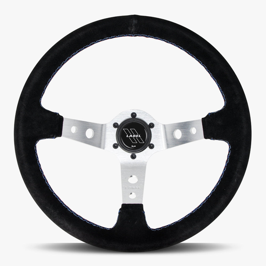 The Daytona | Black Alcantara Suede | Silver Spoke | Bavarian Stitch