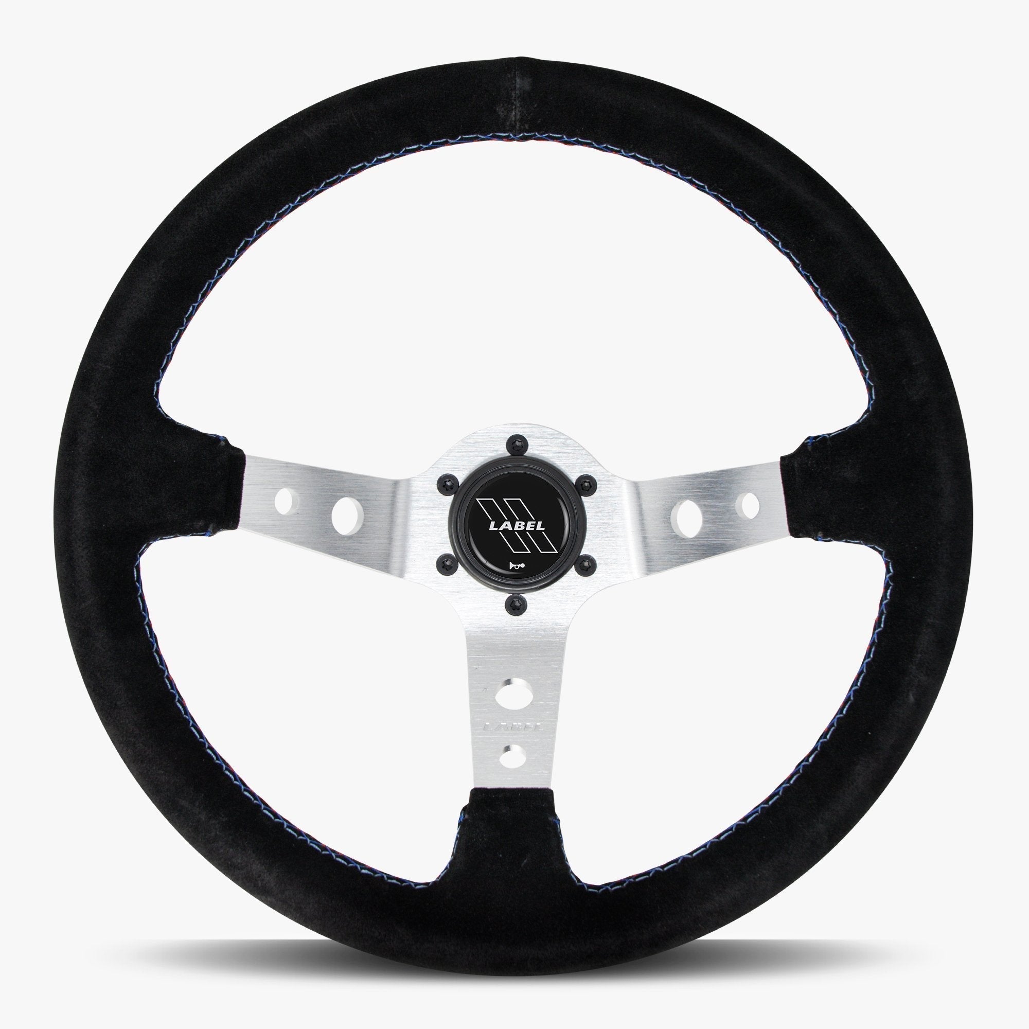 The Daytona | Black Alcantara Suede | Silver Spoke | Bavarian Stitch