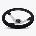 The Daytona | Black Alcantara Suede | Silver Spoke | Bavarian Stitch