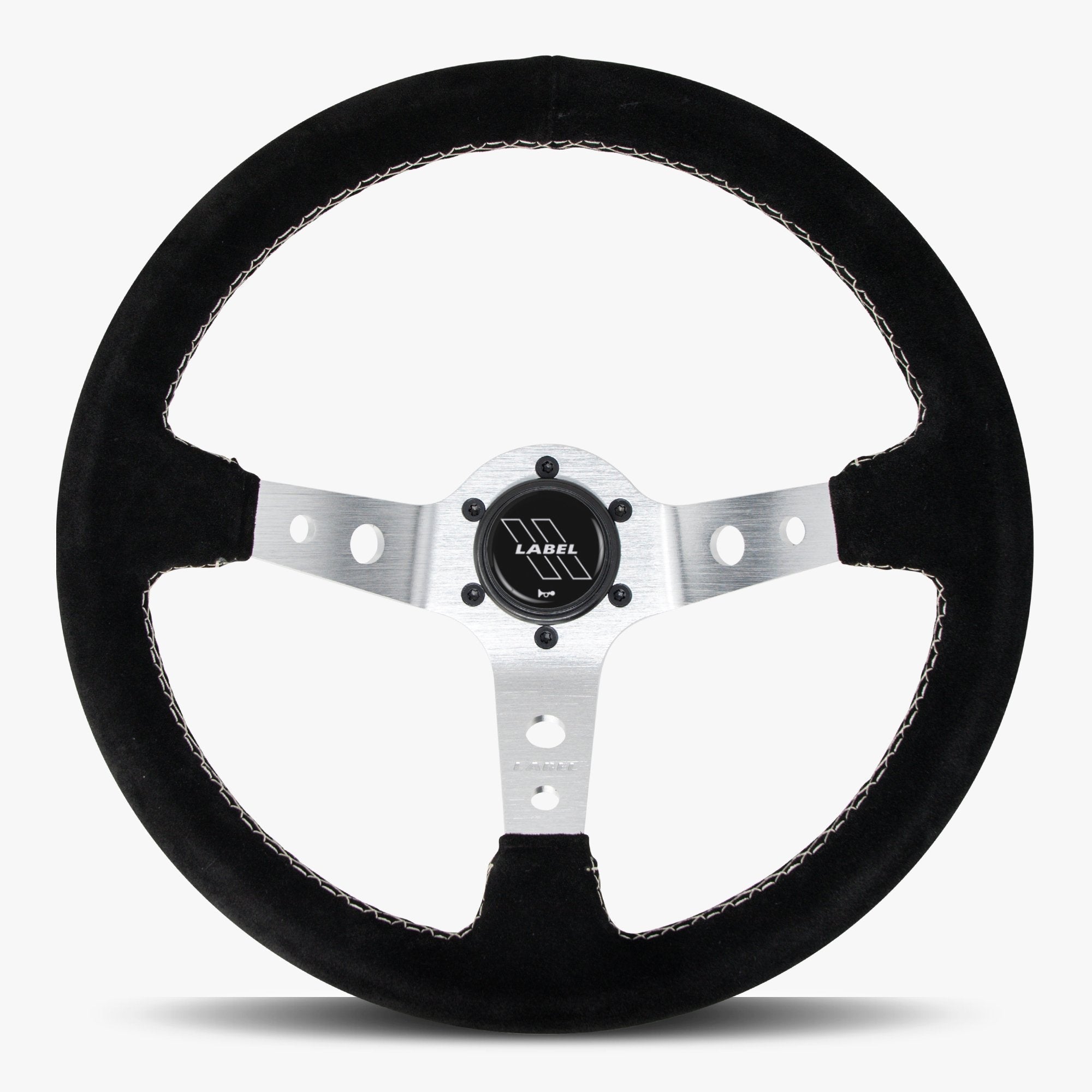 The Daytona | Black Alcantara Suede | Silver Spoke | White Stitch