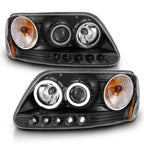 Raxiom 97-03 Ford F-150 Super White LED Halo Projector Headlights- Black Housing- Clear Lens