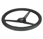 NRG Reinforced Stealth Wheel (380mm) 3 Spoke Center 1in Deep Dish - Perforated Leather Black Stitch