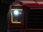 Raxiom 15-17 Ford F-150 LED Projector Headlights with LED Amber DRL- Black Housing- Clear Lens