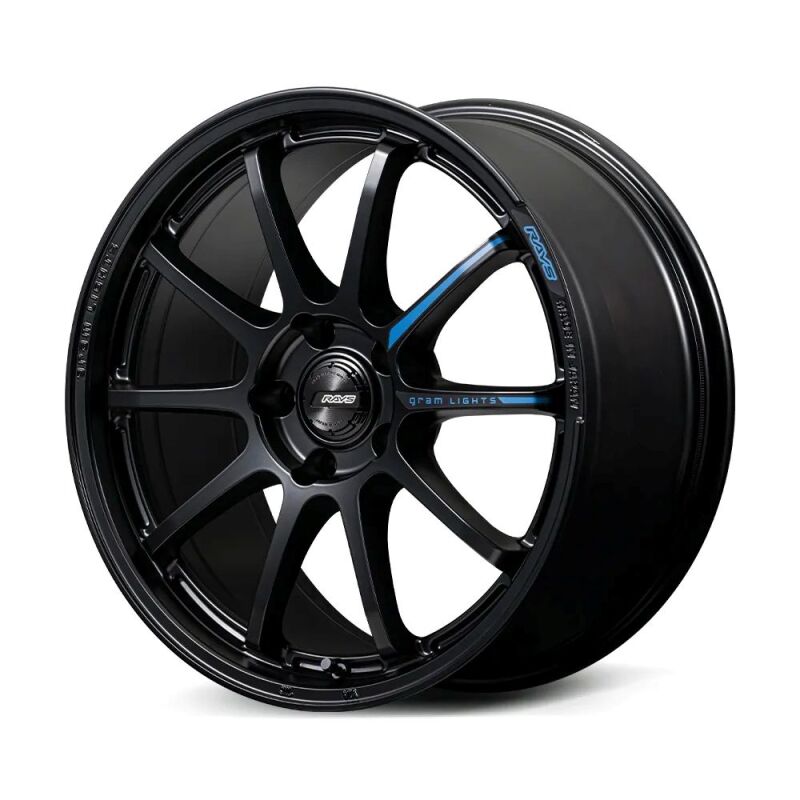 Gram Lights 57NR LIMITED II 18x9.5 +45 5-120 Semigloss Black Wheel w/ Black Cap/Stickers/Air Valve