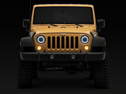 Raxiom 07-18 Jeep Wrangler JK Axial Series 7-In Dragon Eye LED Headlights- Blk Housing (Clear Lens)