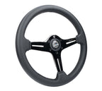 NRG Light Weight Gaming Steering Wheel - 350mm 3 Black Chrome Silver Spokes Perforated Leather