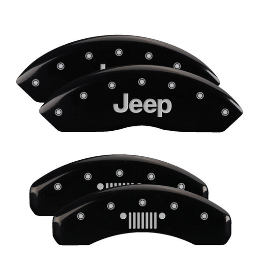 MGP 4 Caliper Covers Engraved Front Jeep Rear Grill Logo Black Finish Silver Char 2018 Jeep Wrangler
