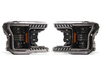 Raxiom 18-20 Ford F-150 LED Halo Surround Headlights with Amber DRL- Black Housing- Clear Lens