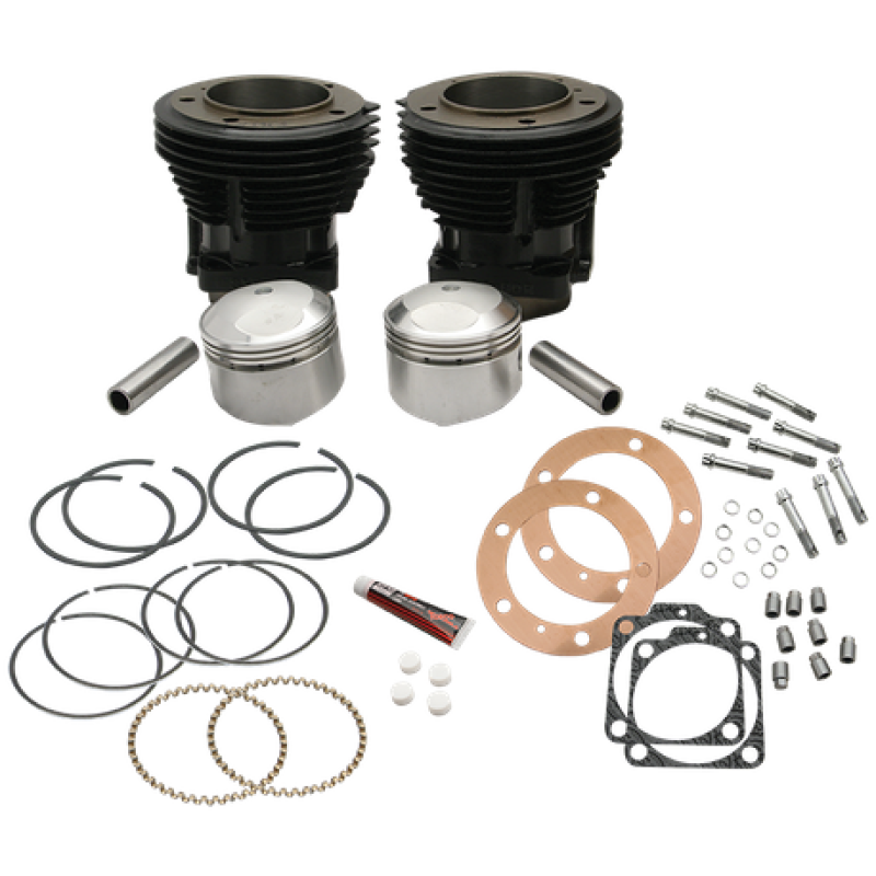 S&S Cycle 66-84 BT 93in High Compression 3-5/8in Big Bore Cylinder & Piston Kit - Gloss Black