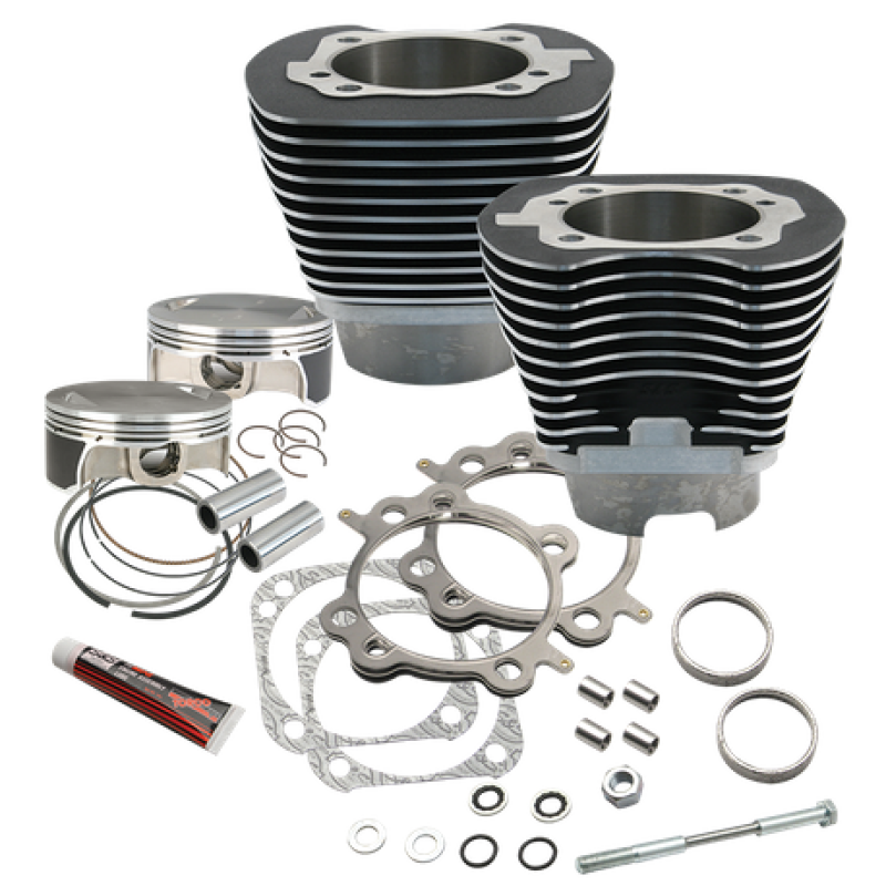 S&S Cycle 07-17 BT 117in Big Bore Cylinder Kit - Black Wrinkle