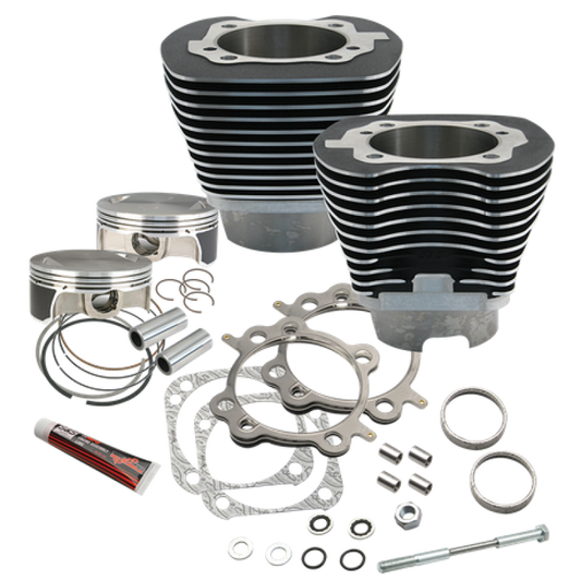 S&S Cycle 07-17 BT 117in Big Bore Cylinder Kit - Black Wrinkle