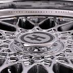 17x8.5 In Platinum Chrome Hayame Performance Wheel Rims Gold Accent
