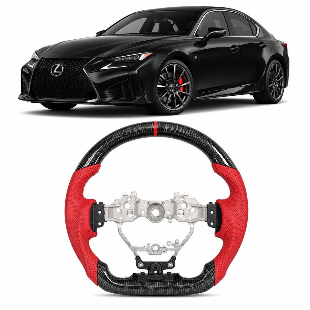 Carbon Fiber Steering Wheel for Lexus IS 2013-2025 & RC F NX300 2015-2020 Red Leather