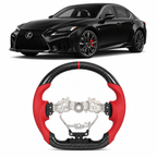 Carbon Fiber Steering Wheel for Lexus IS 2013-2025 & RC F NX300 2015-2020 Red Leather