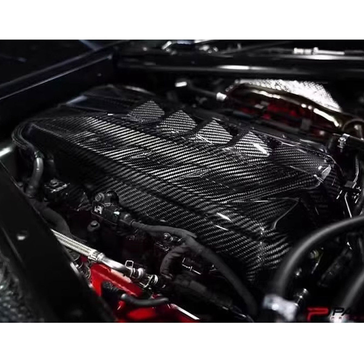 Dry Carbon Fiber Engine Bay Cover Kit for Chevrolet Corvette C8 Stingray Z06 by Stratec Systems